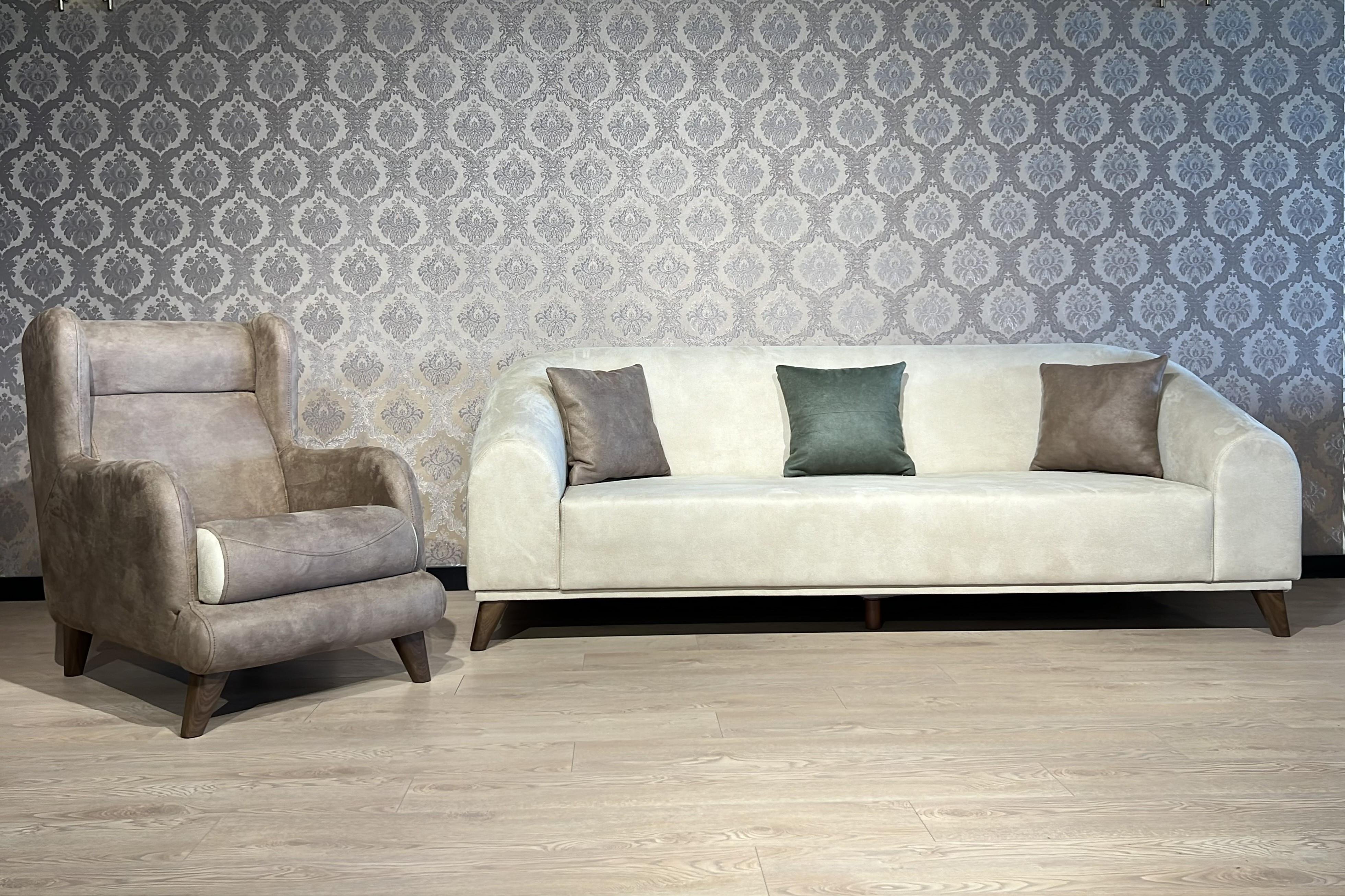 SERENITY THREE SEATER SOFA - DRAPP/NUBUCK