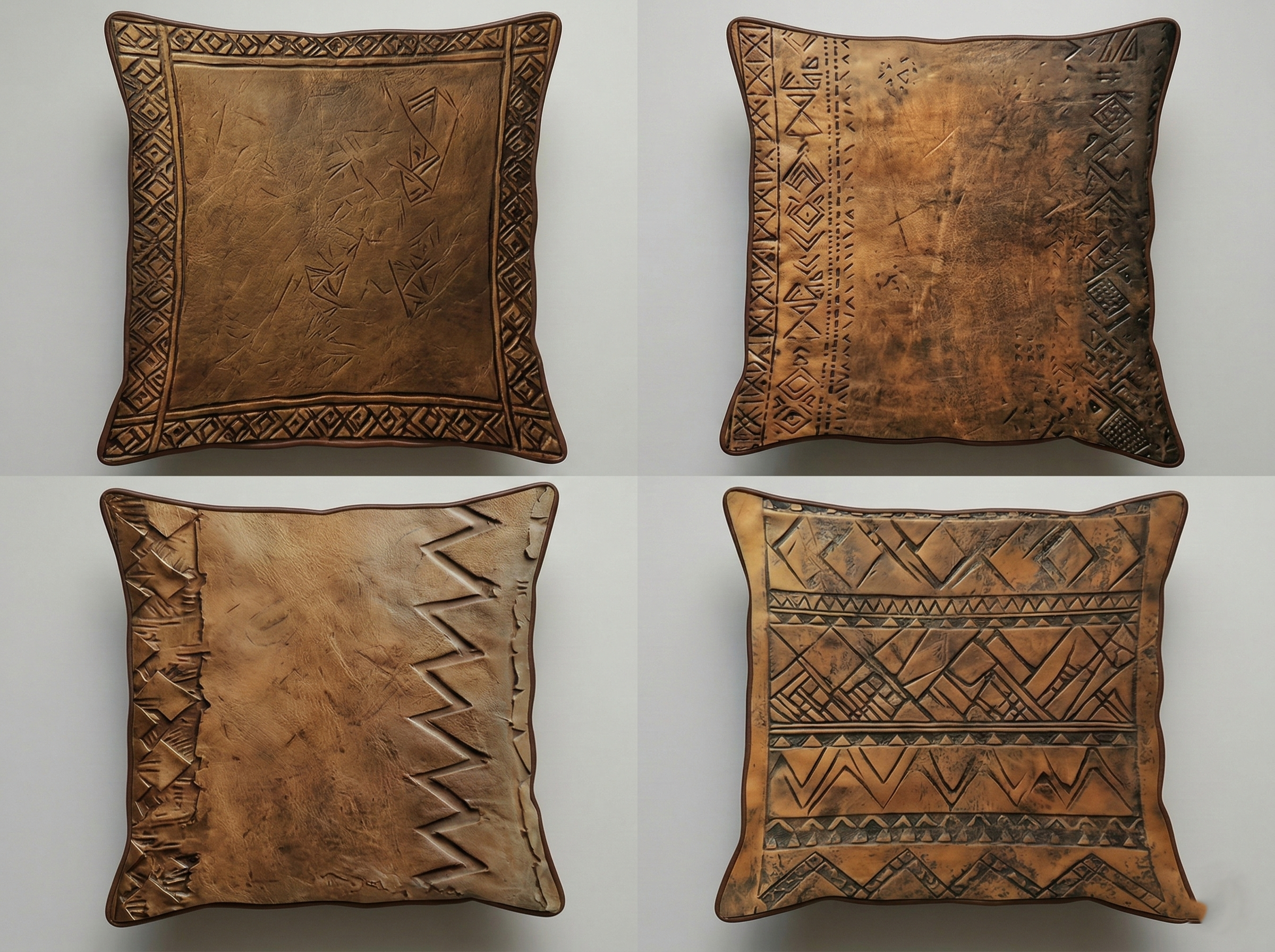 THROW PILLOW DISTRESSED FAUX LEATHER