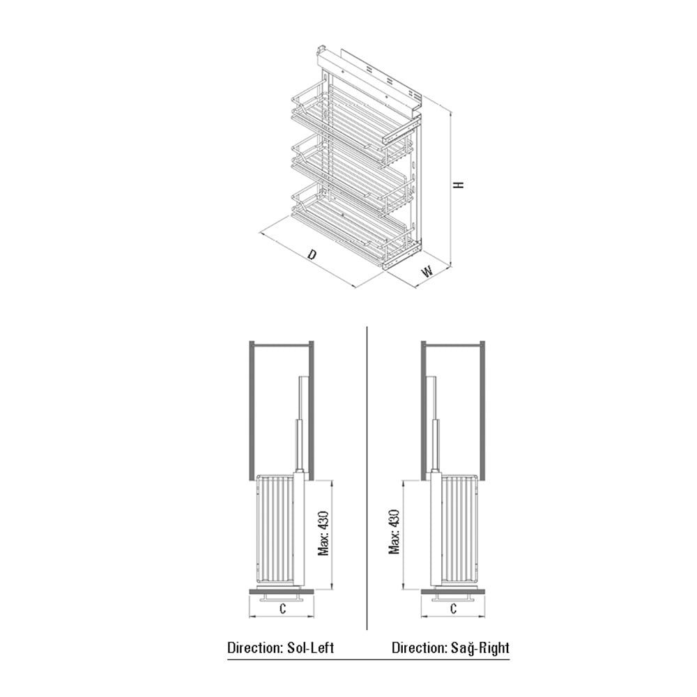 Unıt & Sıde Tandem Raıl (90º) - Left 40D SC S-2793