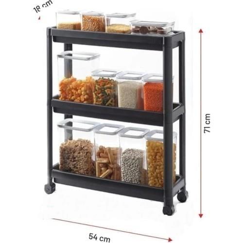 VIYALENTE RECTENGULAR 3 SHELF UNIT & WHEELS