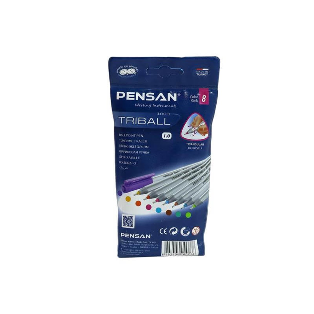 Pensan 1003 Trıball 8 Renk Tükenmez Kalem