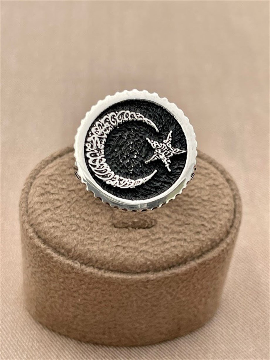 AY YILDIZ GÜMÜŞ ERKEK YÜZÜK