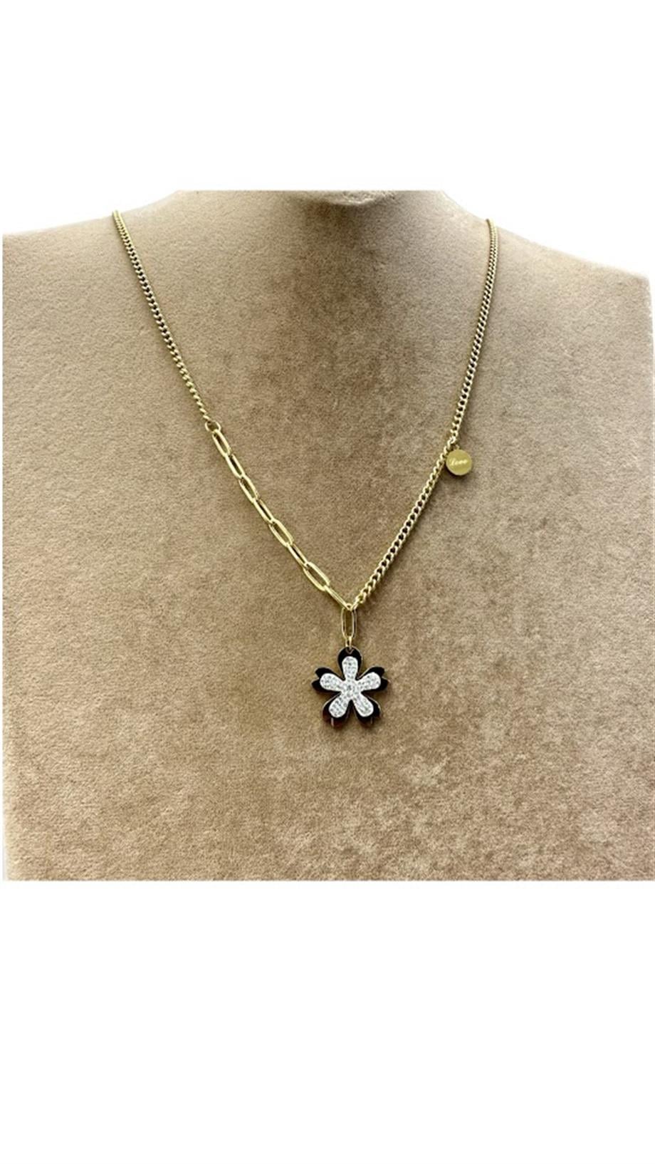 ÇİÇEK MODEL ÇELİK KOLYE