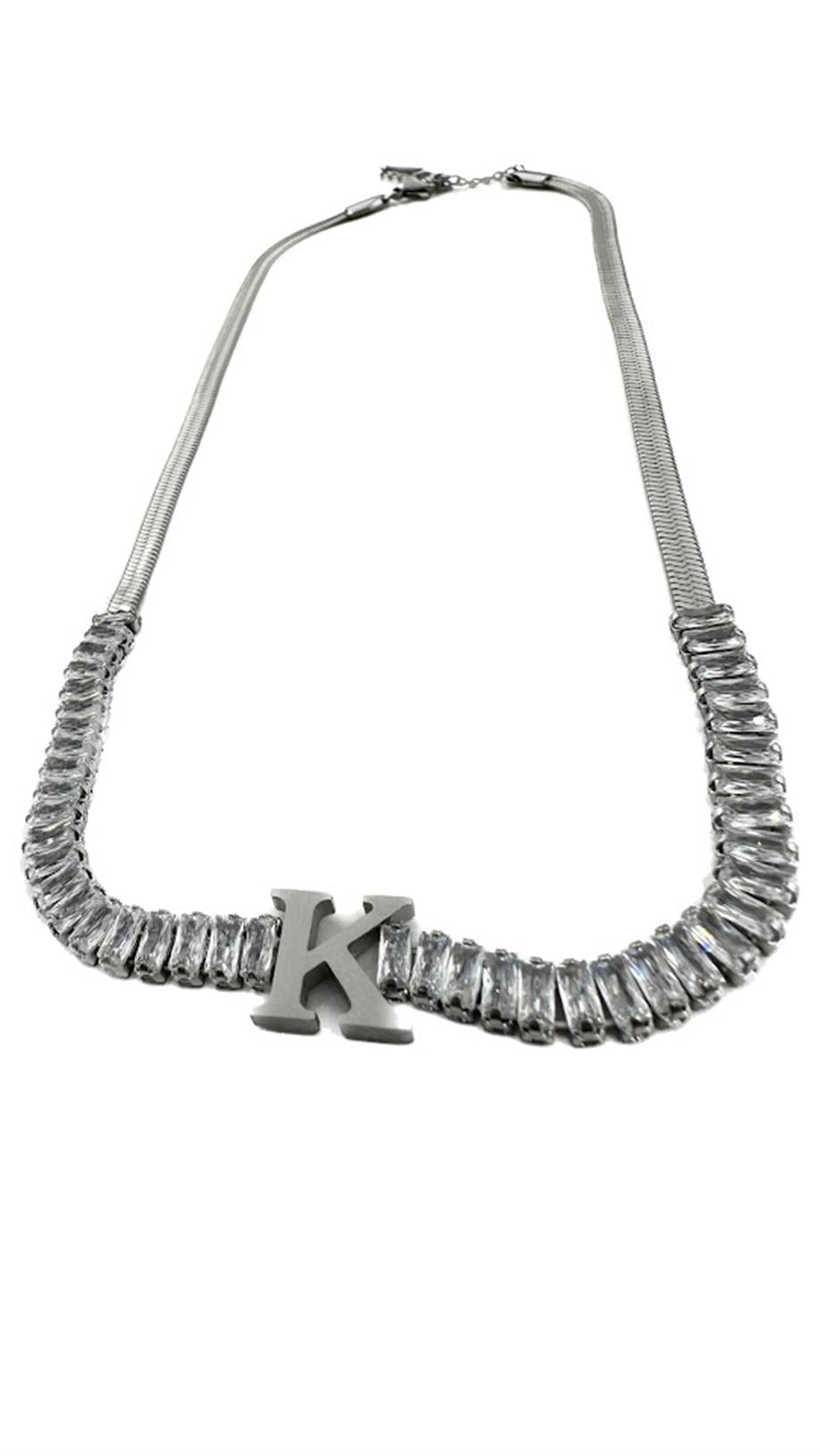 ''K'' HARF ÇELİK KOLYE