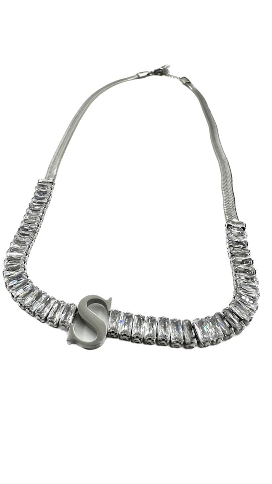 ''S'' HARF ÇELİK KOLYE