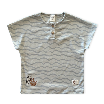 Auntie Me Organik Blue Waves 'Surfing Whale' Tişört