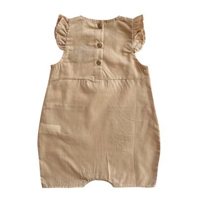 Auntie Me Organik Ivory Cream 'Shell and Coral' Dokuma Kısa Tulum