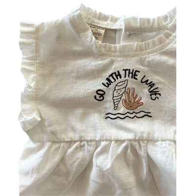 Auntie Me Organik Undyed 'With The Wawes' Dokuma Balon Tulum