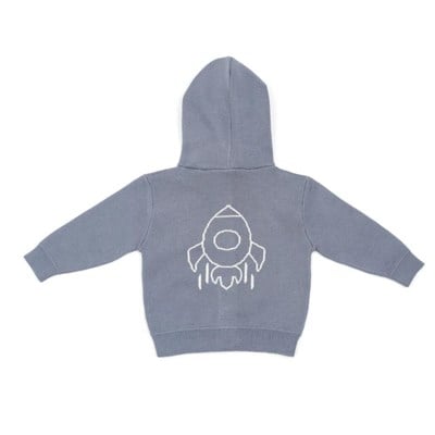 Baboo Bebek ve Çocuk Kapüşonlu Desenli Hırka - Mavi