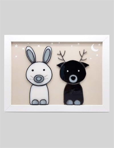 Baluna Boho Rabbit & Deer Vitray Tablo