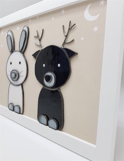 Baluna Boho Rabbit & Deer Vitray Tablo