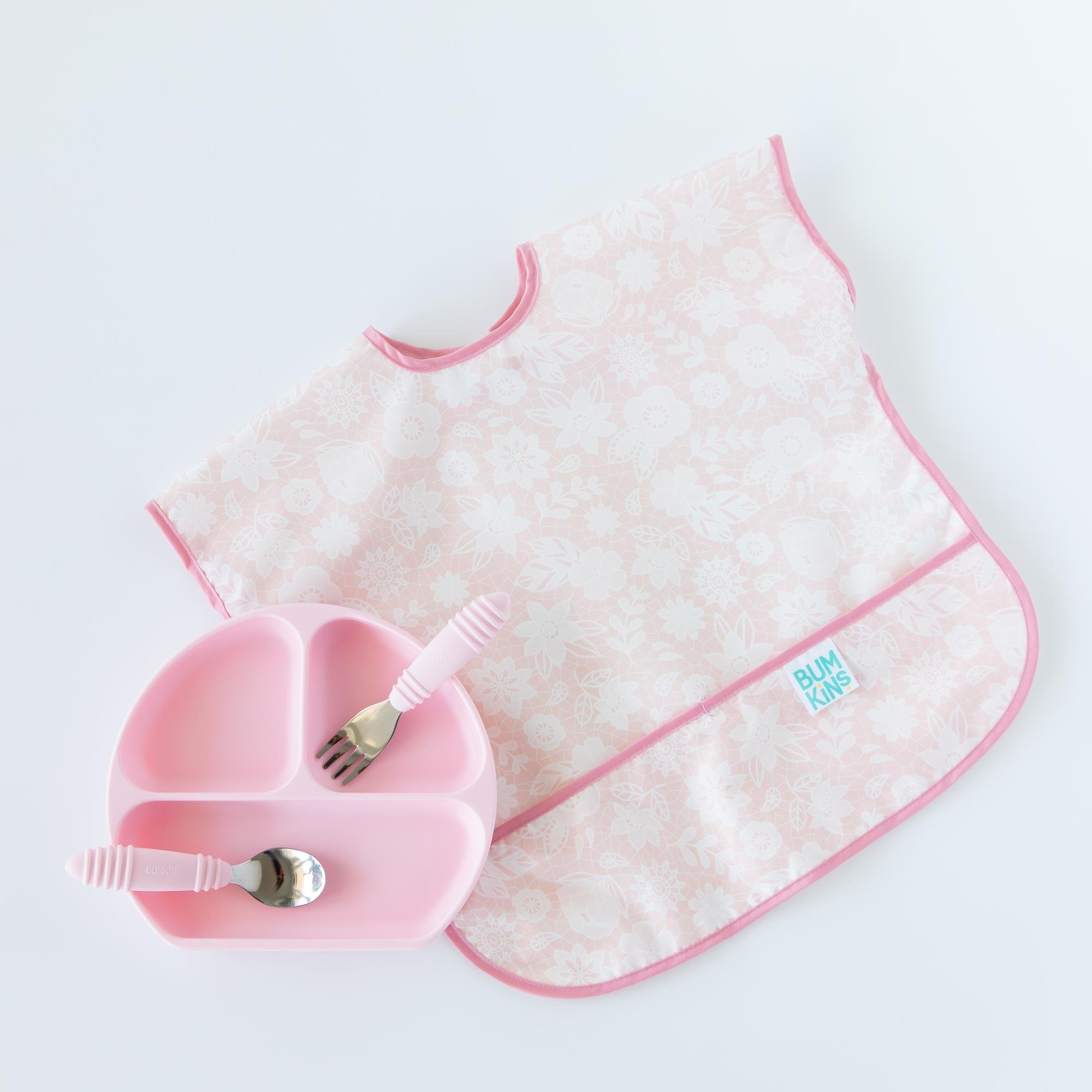 Bumkins Paslanmaz Çelik Çatal Kaşık Seti - Pink