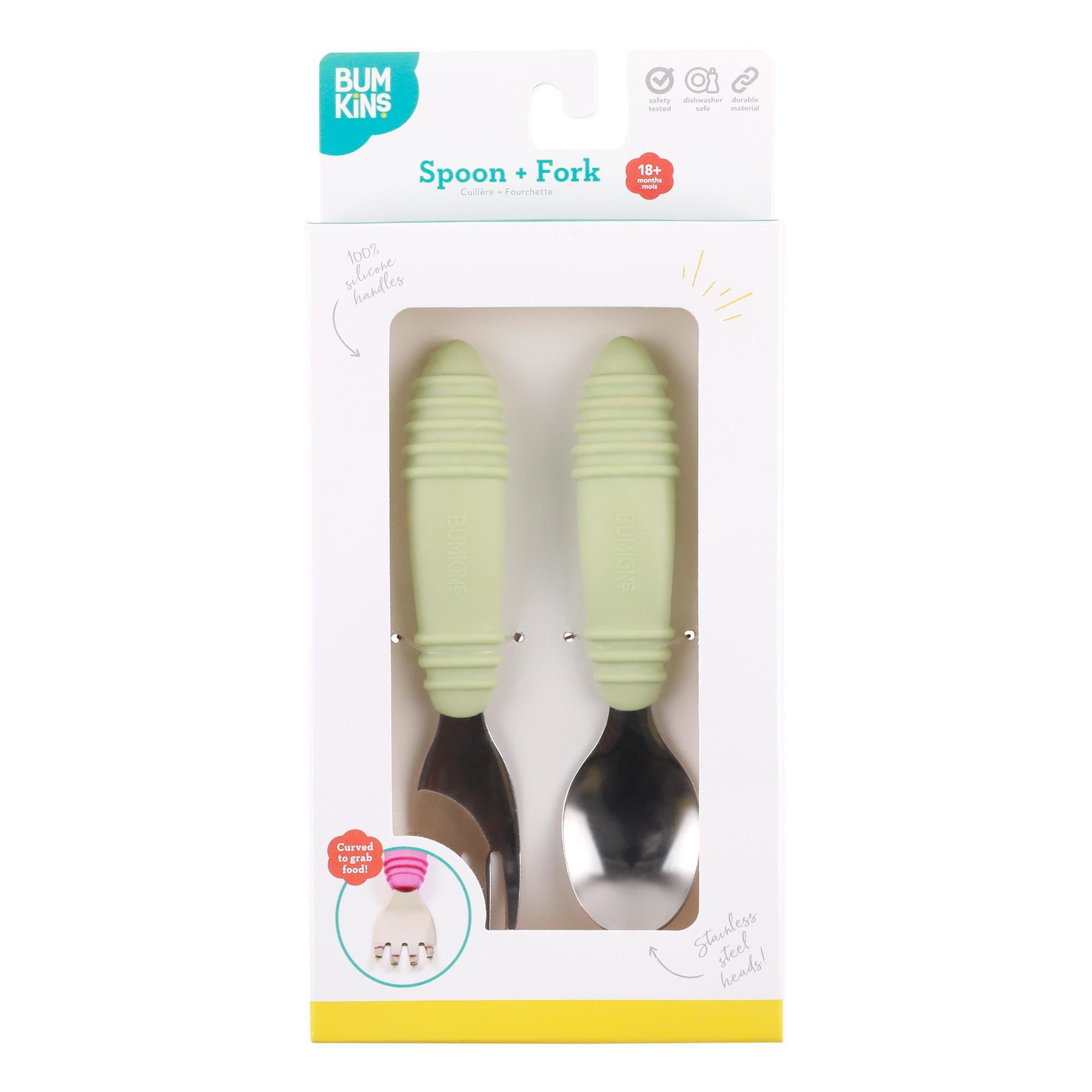 Bumkins Paslanmaz Çelik Çatal Kaşık Seti - Sage