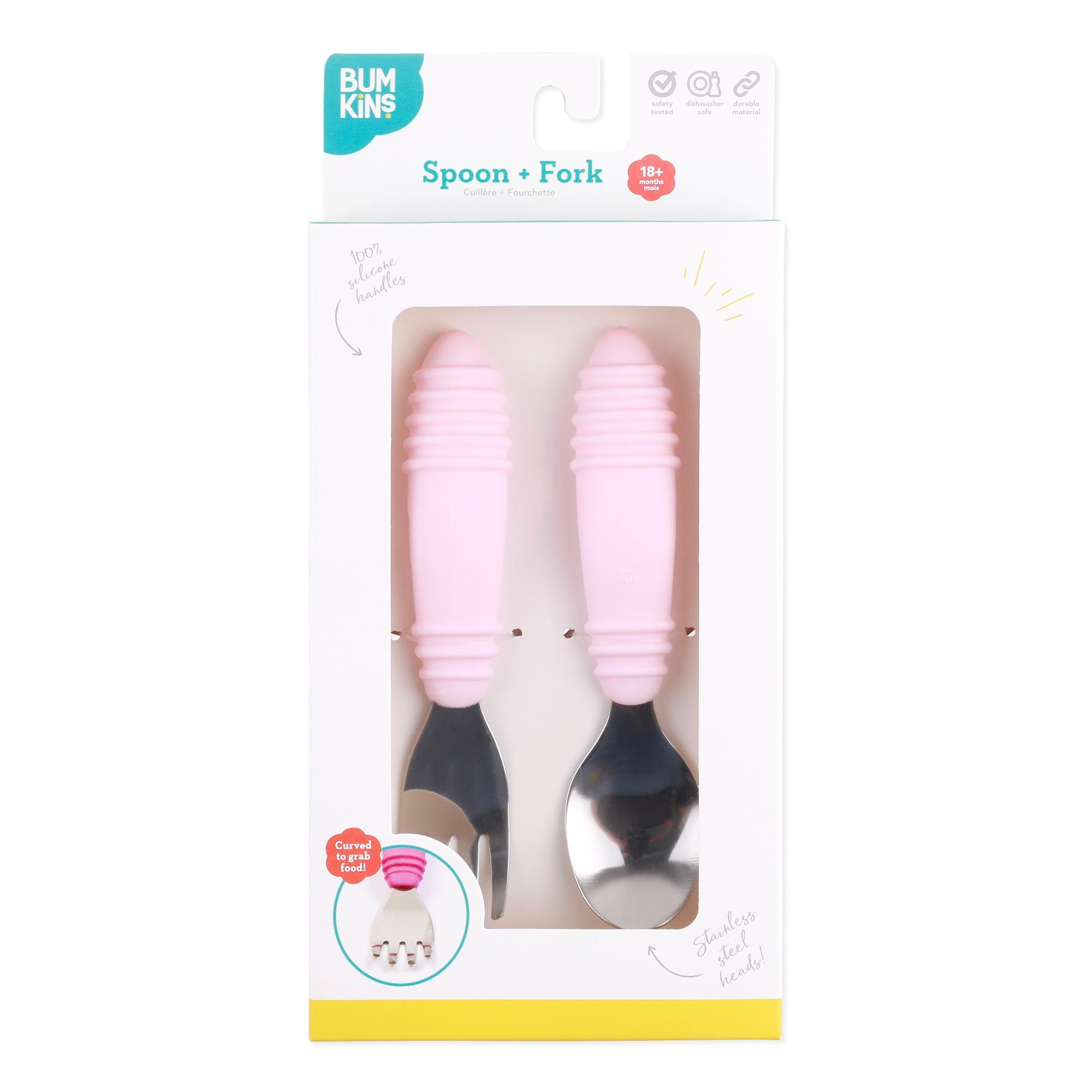 Bumkins Paslanmaz Çelik Çatal Kaşık Seti - Pink