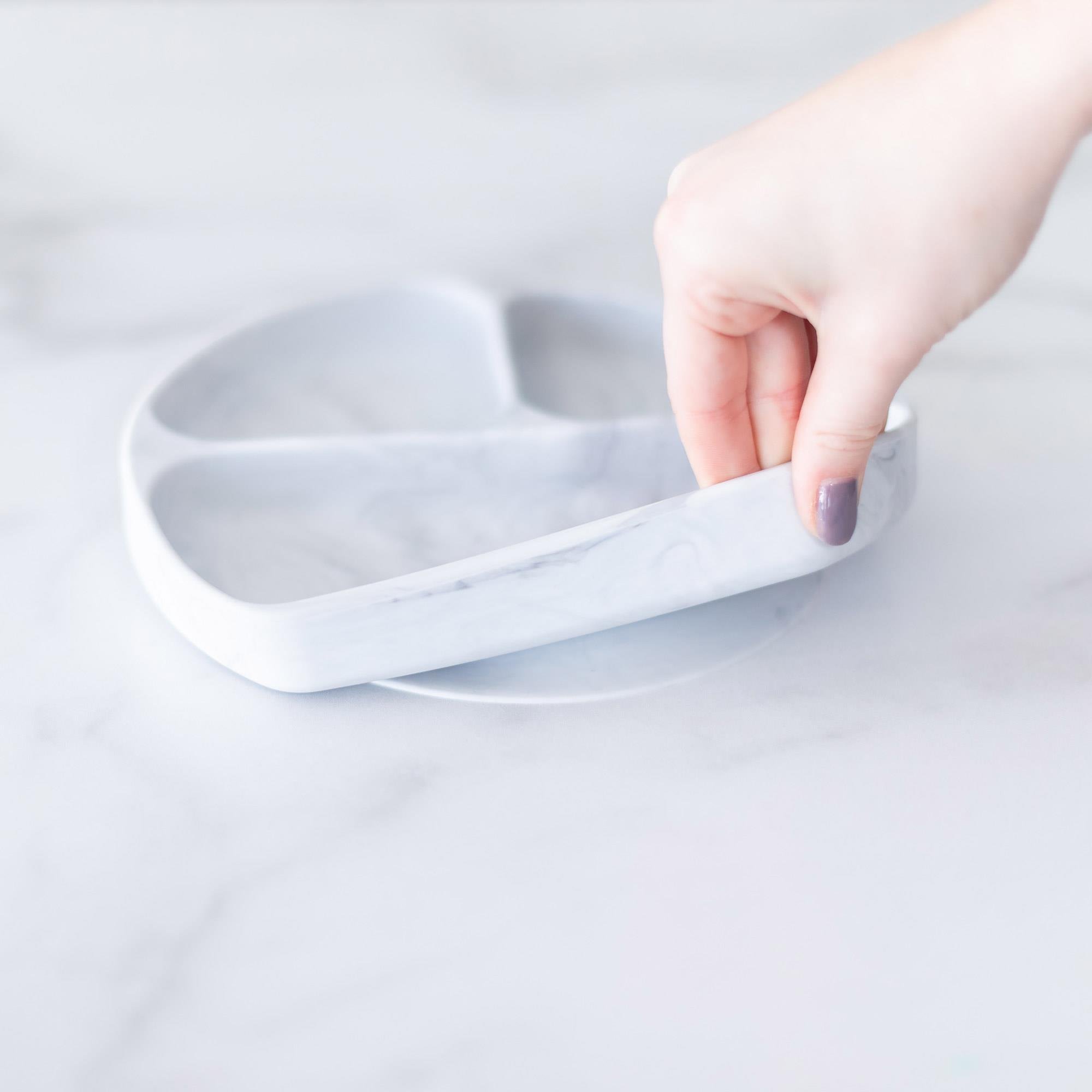 Bumkins Silikon Vakumlu Tabak - Marble