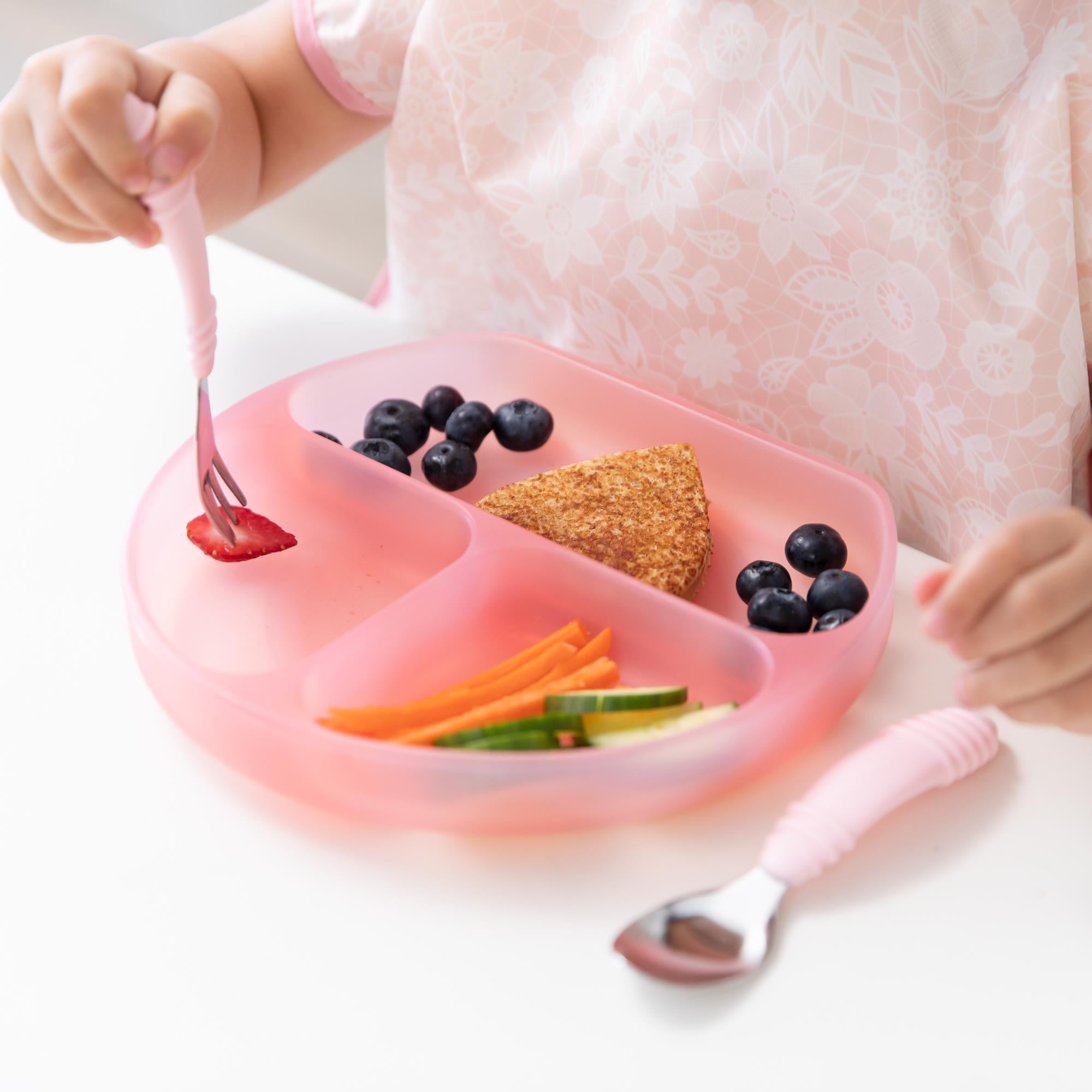 Bumkins Silikon Vakumlu Tabak - Pink Jelly