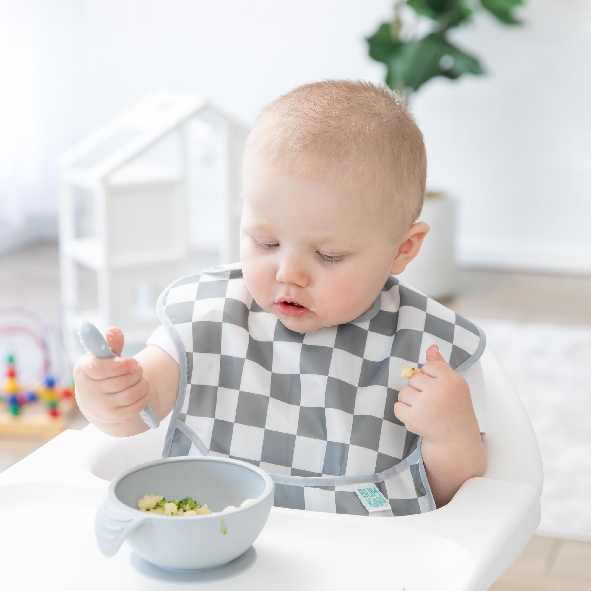 Bumkins Superbib Önlük 3'lü Paket - Palms + Check