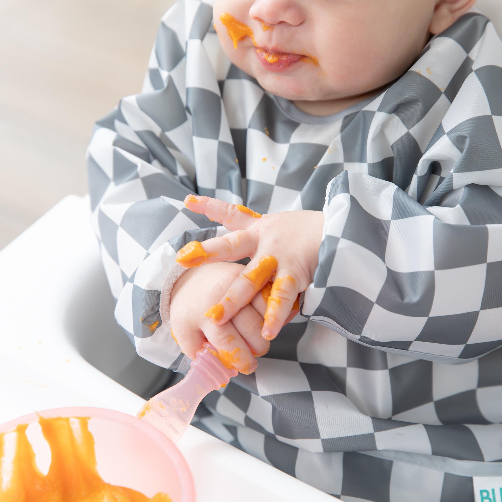 Bumkins Uzun Kollu Önlük (6-24 ay) - Charcoal Check