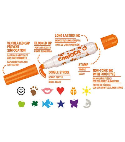 Carioca Carioca Stamperello Yıkanabilir Damga + Keçeli Boya Kalemi (12'li)