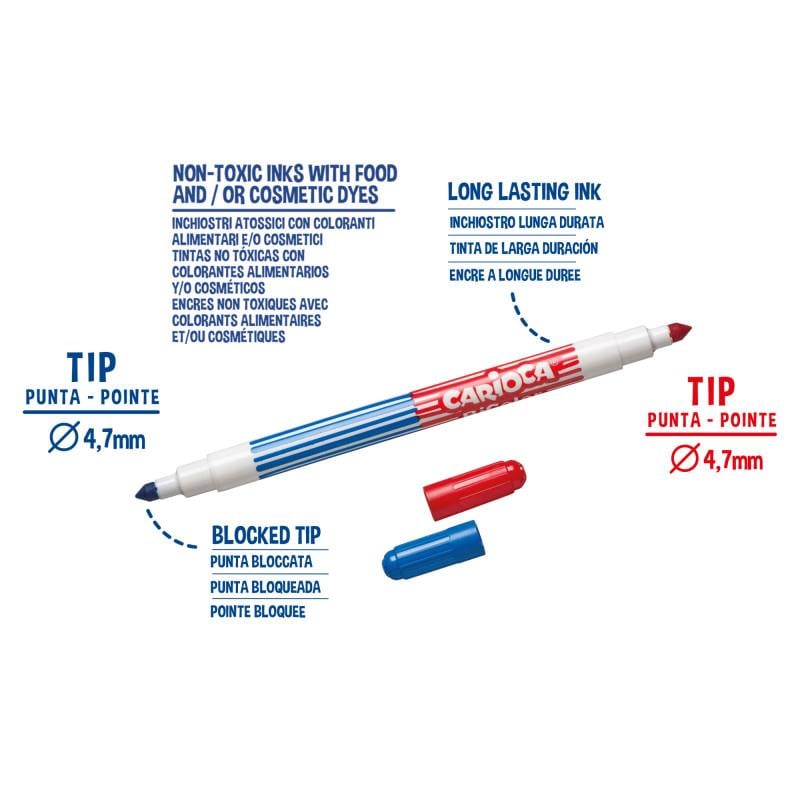 Carioca Çift Renkli Süper Yıkanabilir Keçeli Kalem 12 Renk