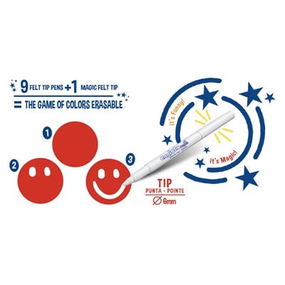 Carioca Magic Erasable Silinebilen Sihirli Keçeli Boya Kalemi 9 Renk + 1 Düzeltici