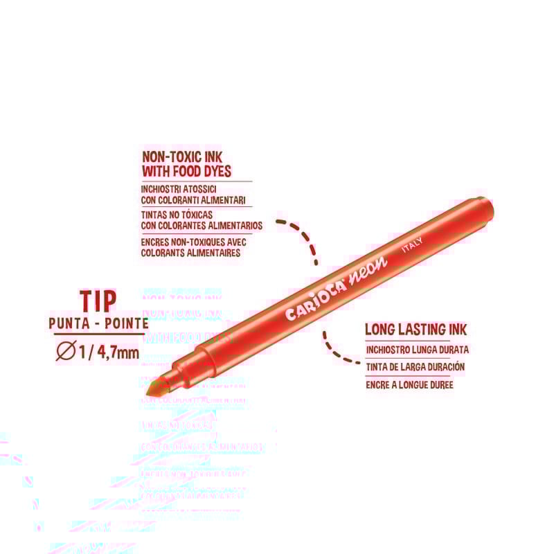 Carioca Neon Yıkanabilir Keçeli Boya Kalemi (8'li)