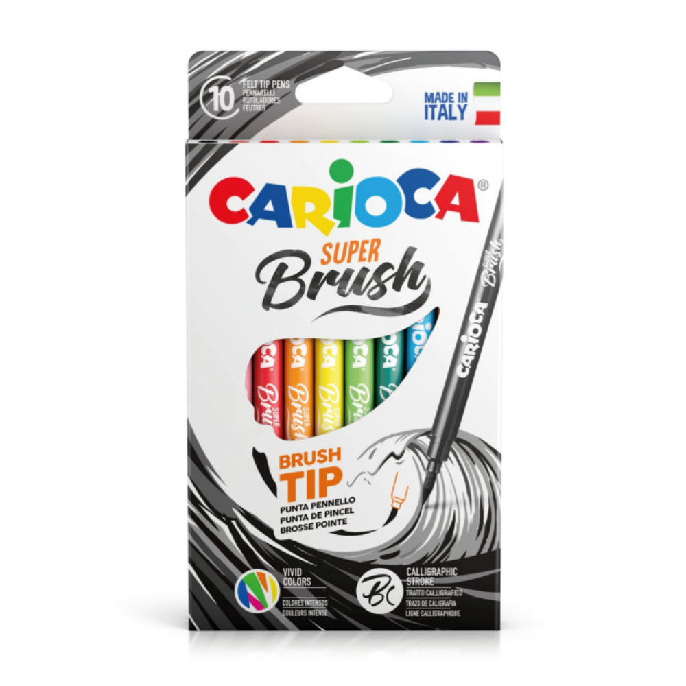 Carioca Super Brush Fırça Uçlu Keçeli Boya Kalemi (10'lu)
