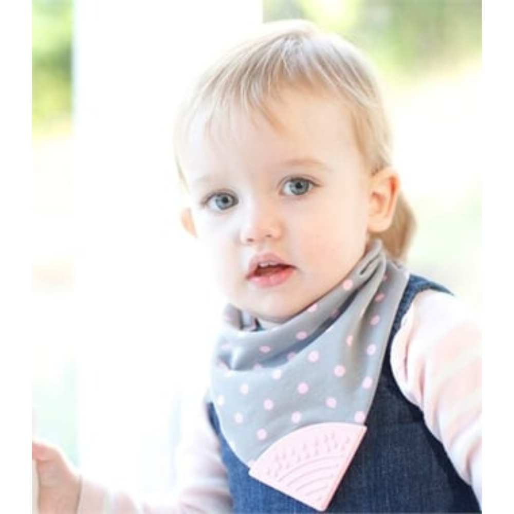 Cheeky Chompers Diş Kaşıyıcılı Fular Önlük Polka Dot Pink