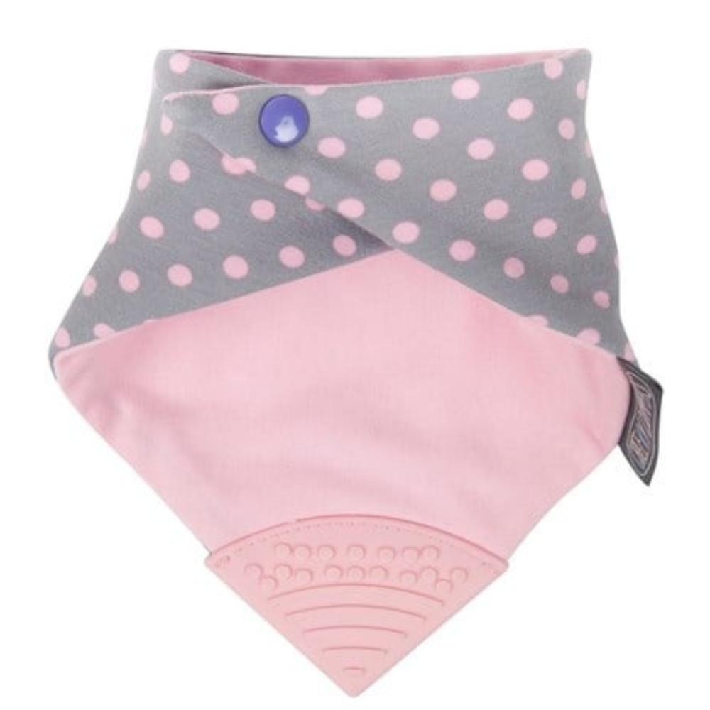 Cheeky Chompers Diş Kaşıyıcılı Fular Önlük Polka Dot Pink