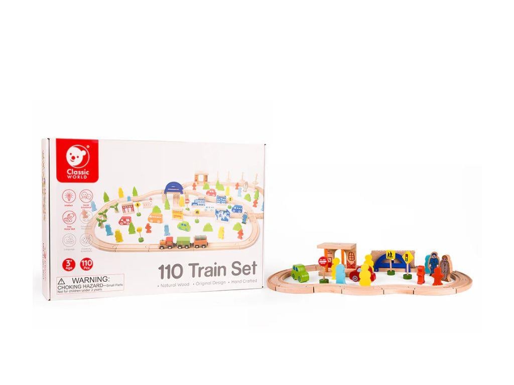 Classic World Ahşap 110 Parçalı Tren Seti