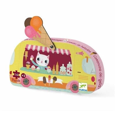 Djeco Dekoratif Puzzle 16 Parça - Ice Cream Truck