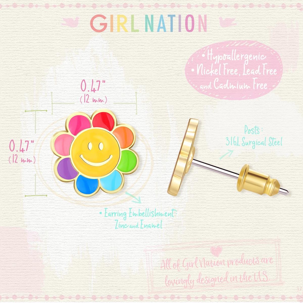 Girl Nation - Küpe - Rainbow Happy Flower