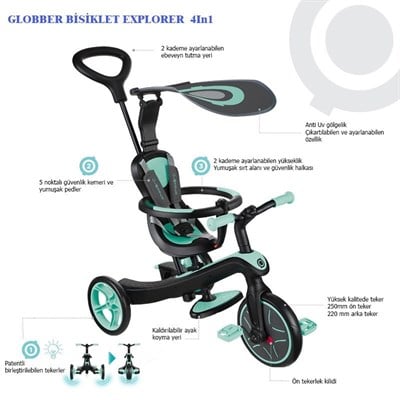 Globber Bisiklet Explorer 4In1 - Mint Yeşili
