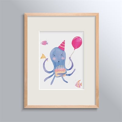 Happy Folks Çerçeveli Poster - Birthday Kid Octopus