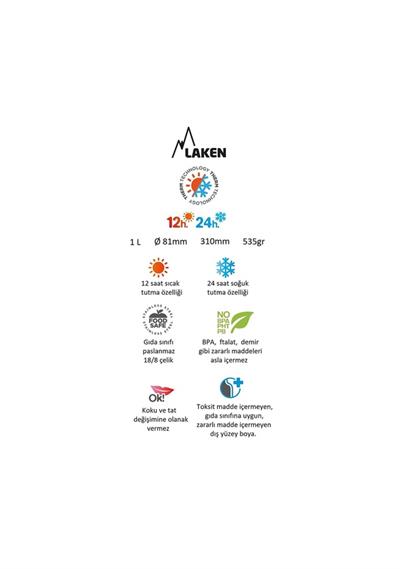 Laken Paslanmaz Çelik Termos 1 L - Haki
