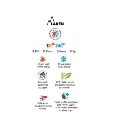 Laken Paslanmaz Çelik Termos Flask 0.5 L - Mavi