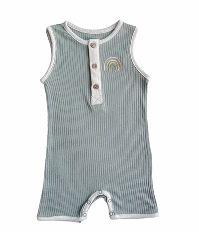 Little Basics Kolsuz Fitilli Romper - Sage