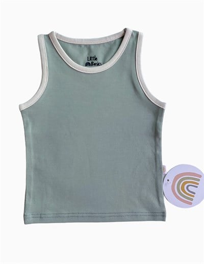 Little Basics Kolsuz Tshirt - Düz Modal Sage