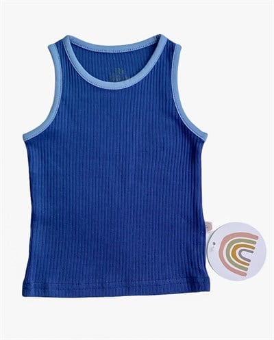 Little Basics Kolsuz Tshirt - Fitilli Gül Lacivert