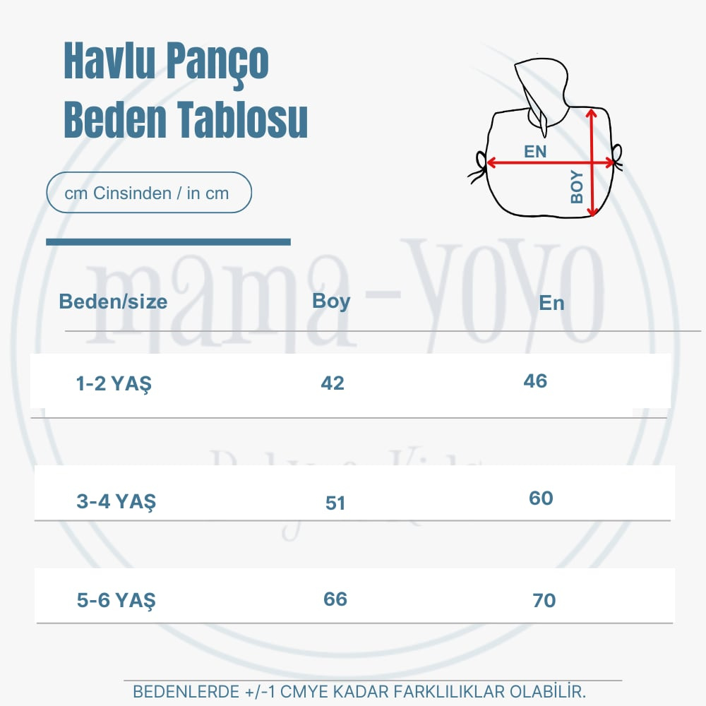 Mama Yoyo - 3D Nakışlı İnce Havlu Panço Maske