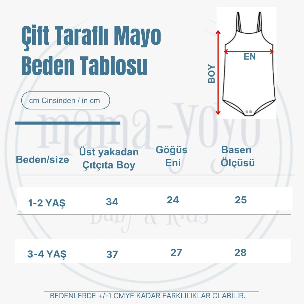 Mama Yoyo Çift Taraflı Alttan Çıtçıtlı Kız Çocuk Mayo (Kalp & Puantiye)