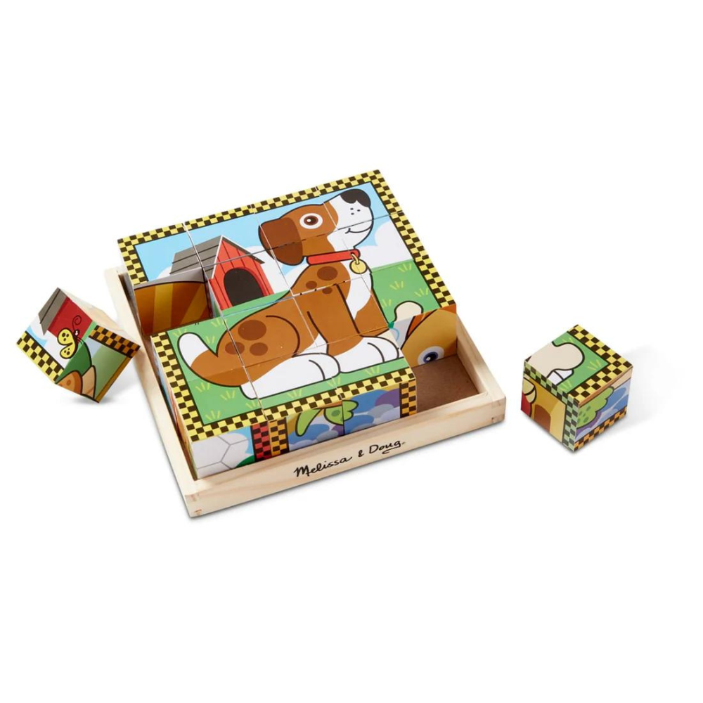 Melissa - Doug Ahşap 6lı Küp Yapboz - Evcil Hayvanlar