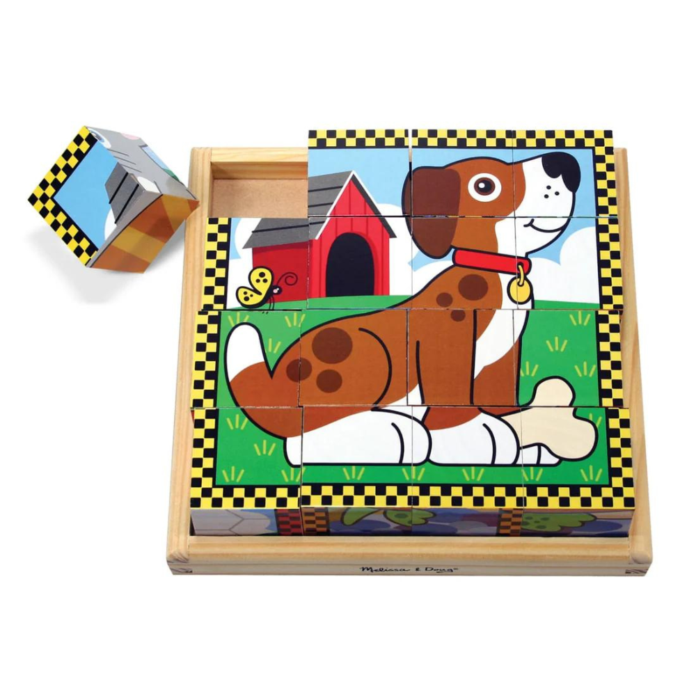 Melissa - Doug Ahşap 6lı Küp Yapboz - Evcil Hayvanlar