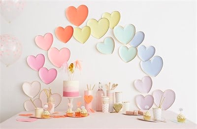Meri Meri - Party Palette Heart Plates - Renkli Kalp Tabaklar - S