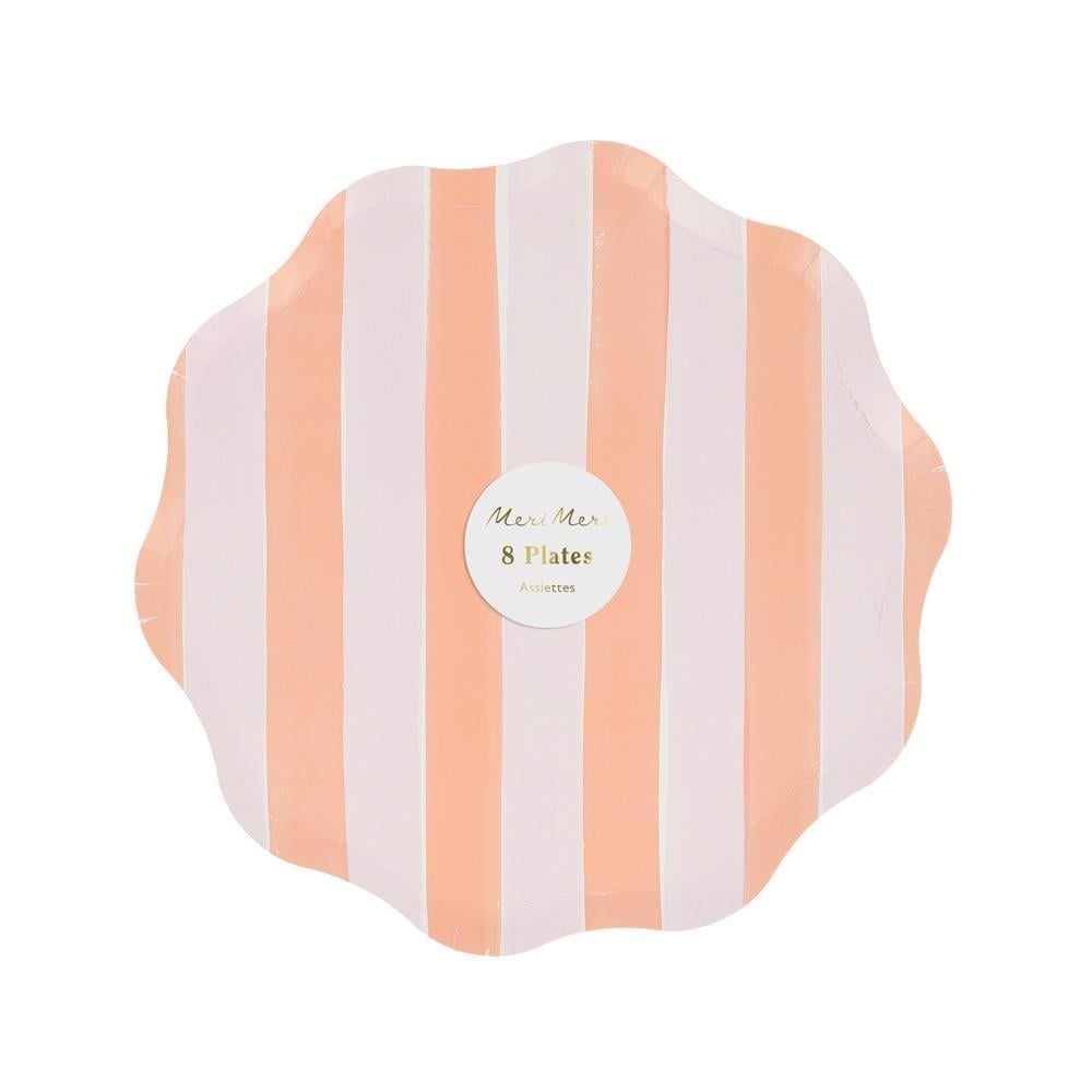 Meri Meri - Pastel Çizgili Tabaklar - M - 8 Adet