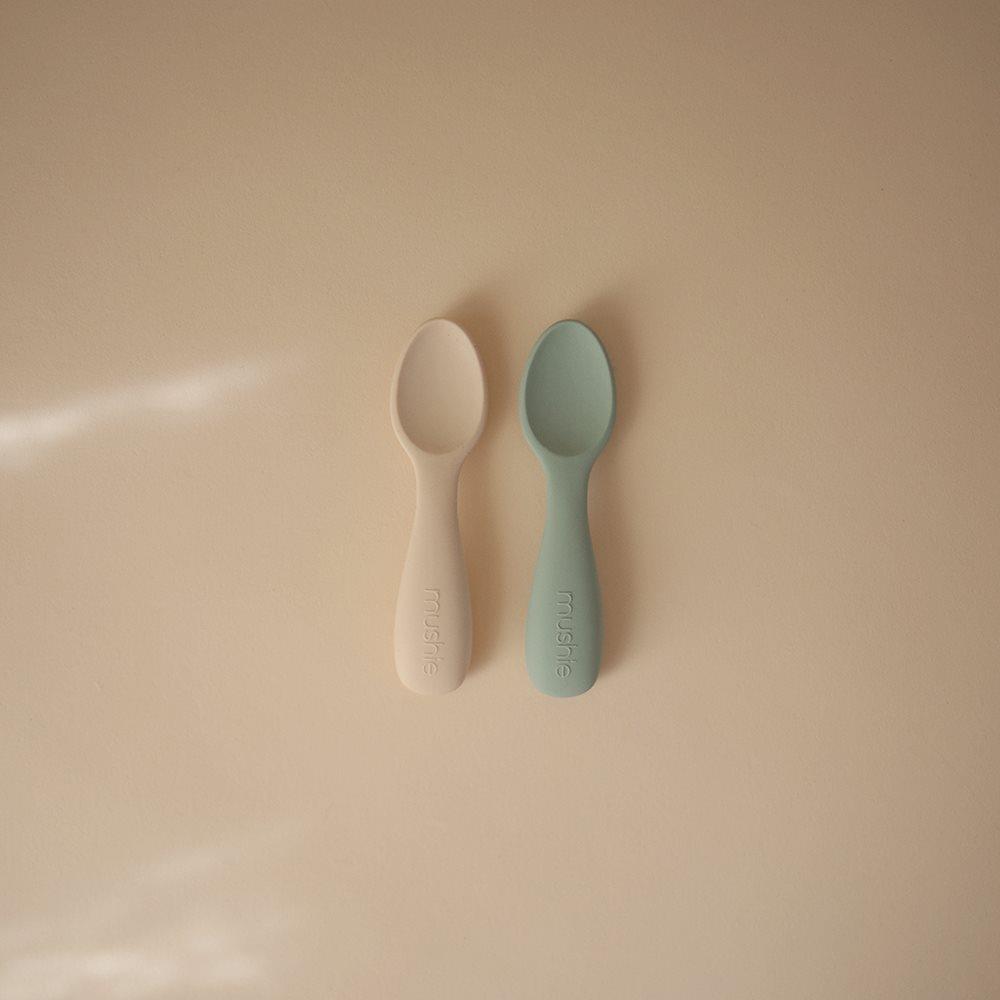 Mushie İkili Silikon Kaşık - Cambridge Blue/Shifting Sand