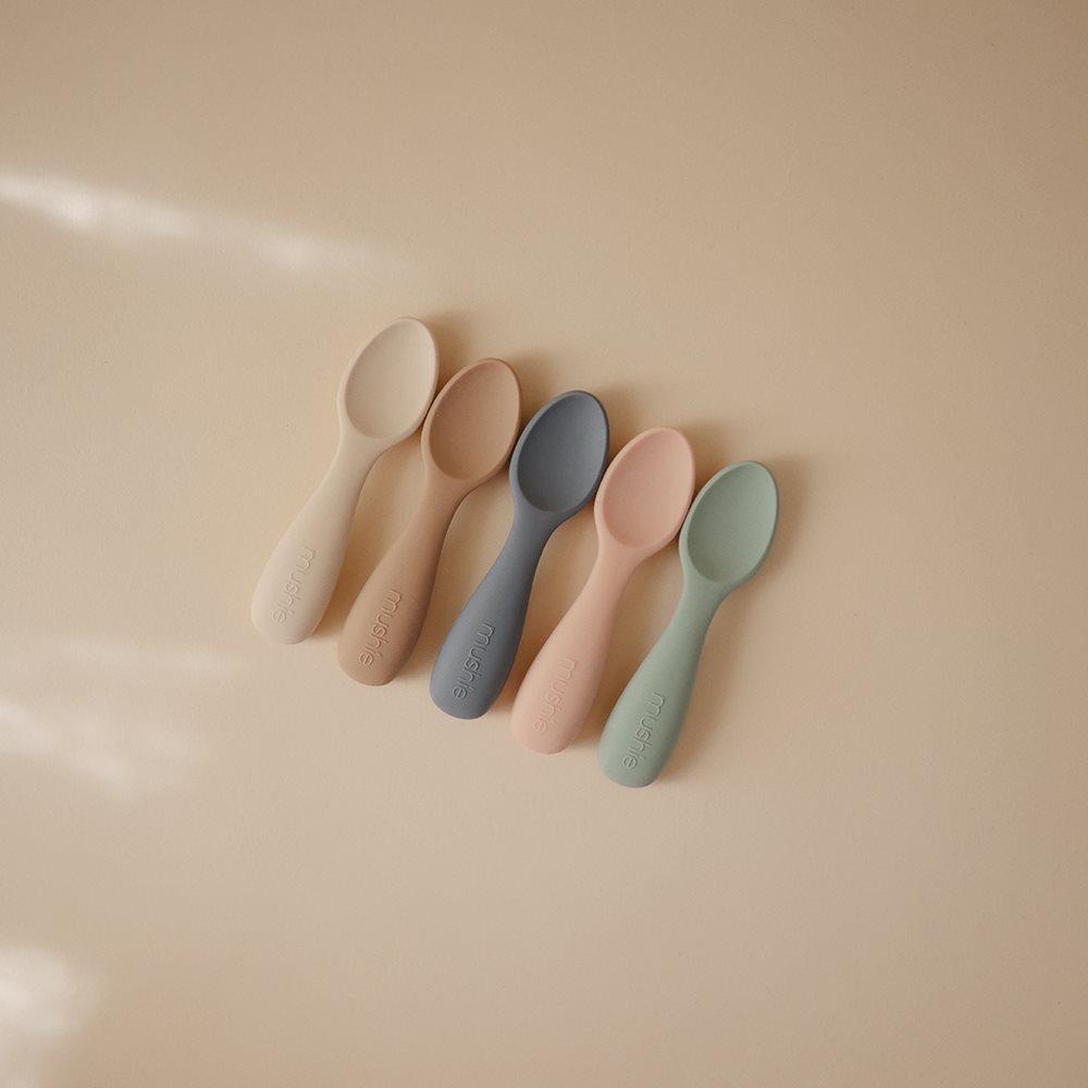 Mushie İkili Silikon Kaşık - Cambridge Blue/Shifting Sand