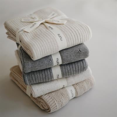 Mushie Organik Bebek Battaniyesi - Ribbed Smoke