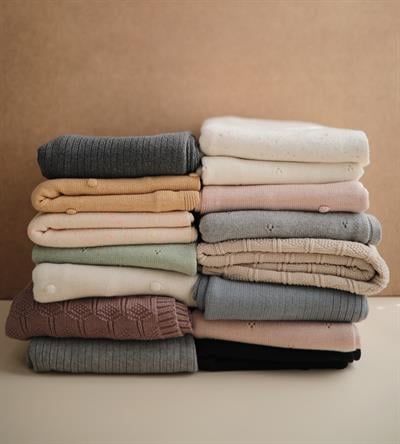 Mushie Organik Bebek Battaniyesi - Textured Dots Mustard Melange