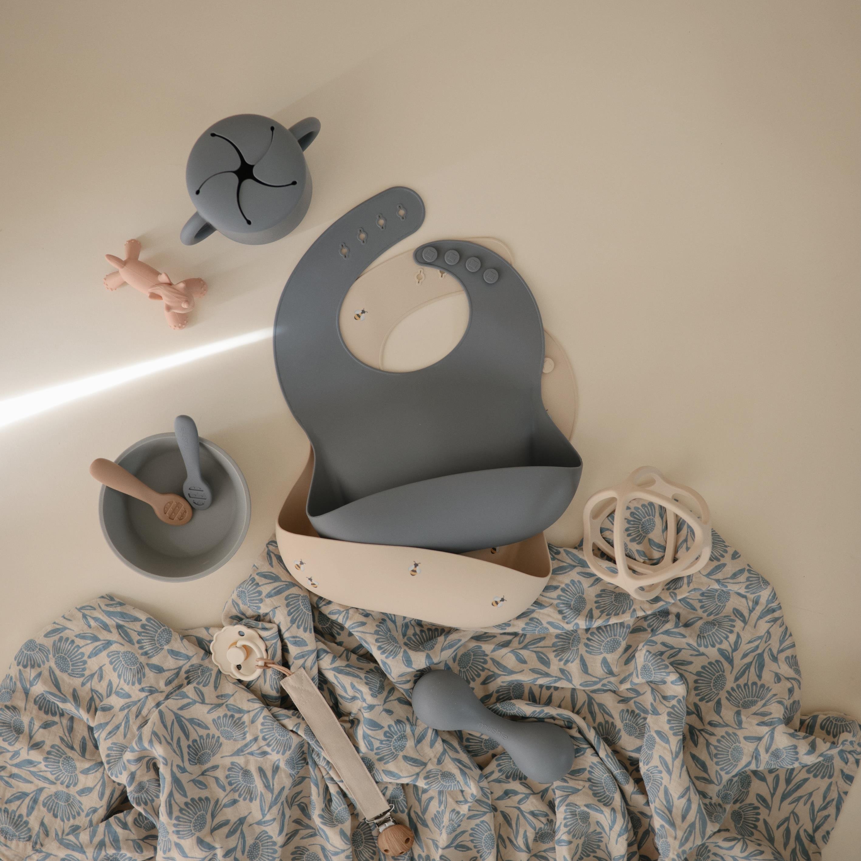 Mushie Organik Müslin Örtü / Kundak - Blue Flowers